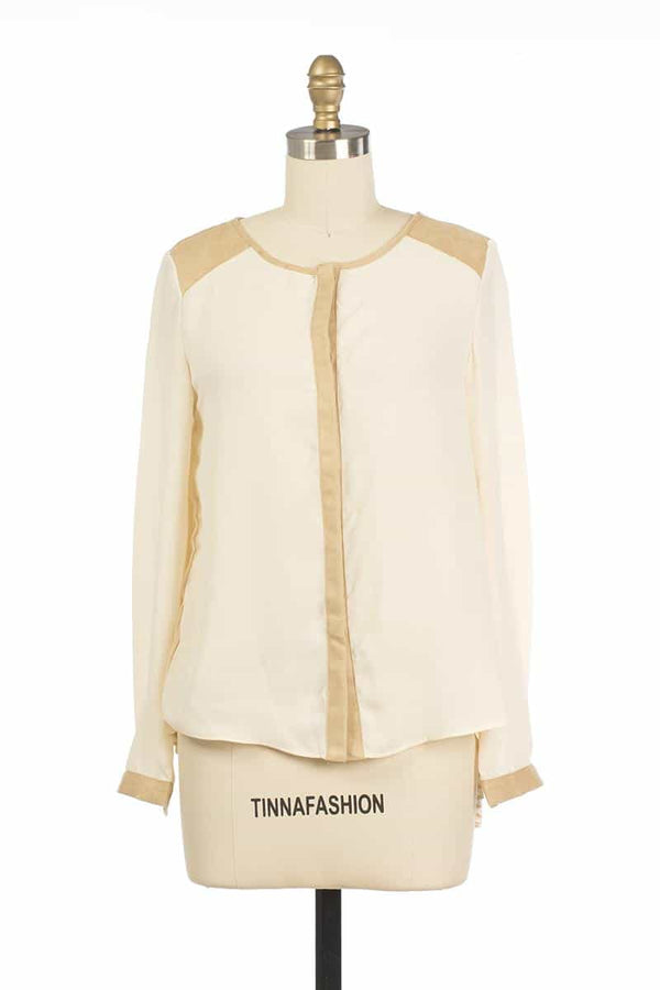 Andy and Lucy Cassandre Colorblock Top Beige - Talis Collection