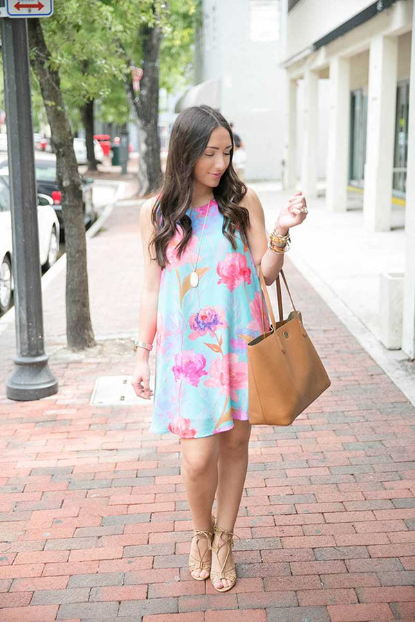 Everly Floral Print A-line Shift Dress - Talis Collection