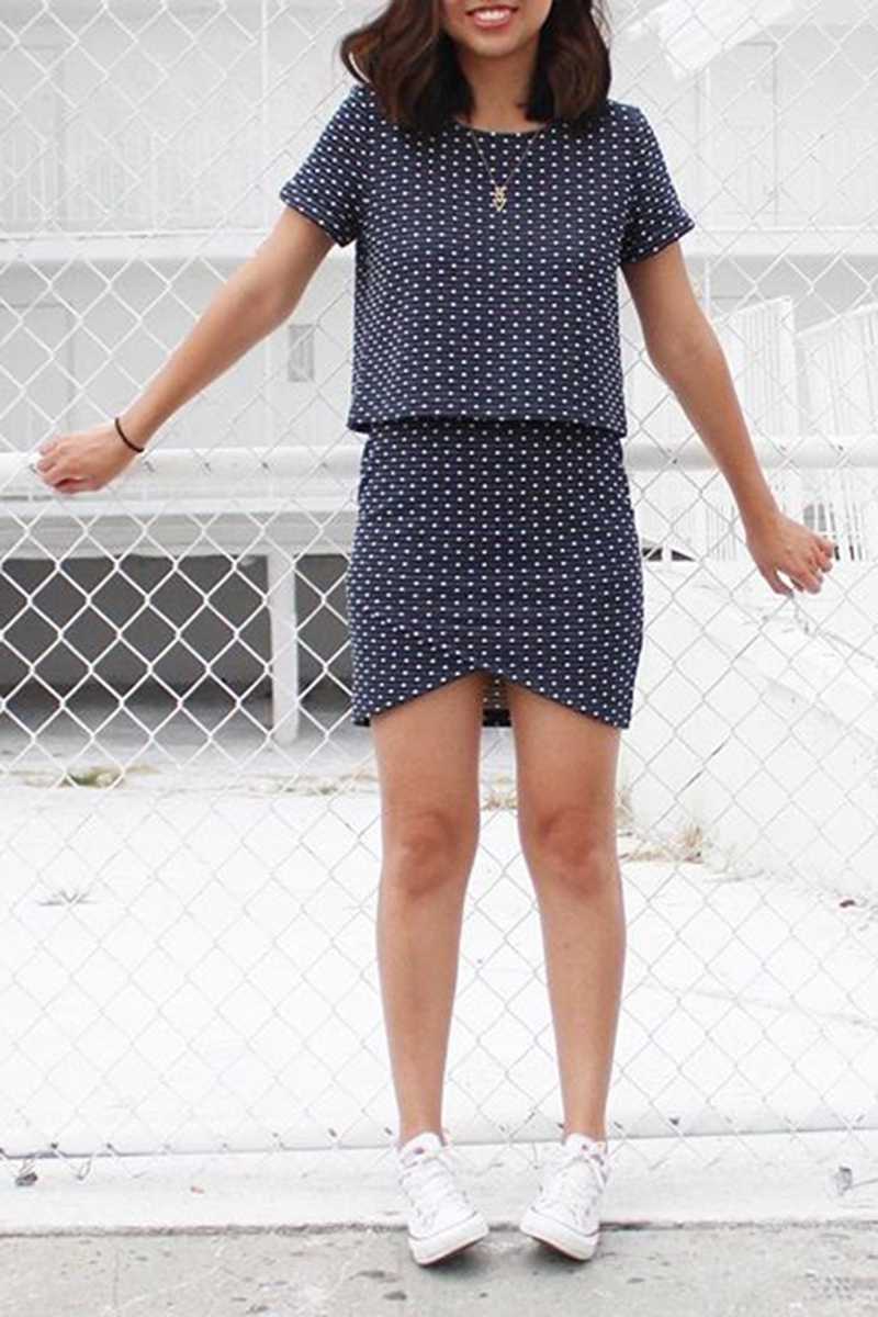 Everly Textured Polka Dot Two-Piece Dress