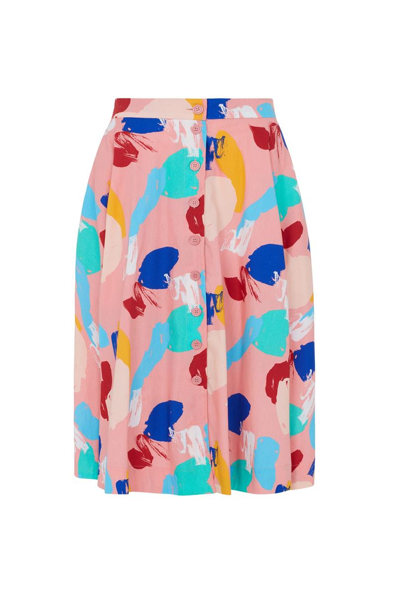 Emily and Fin Sandy Button Skirt Brushstroke Abstract - Talis Collection