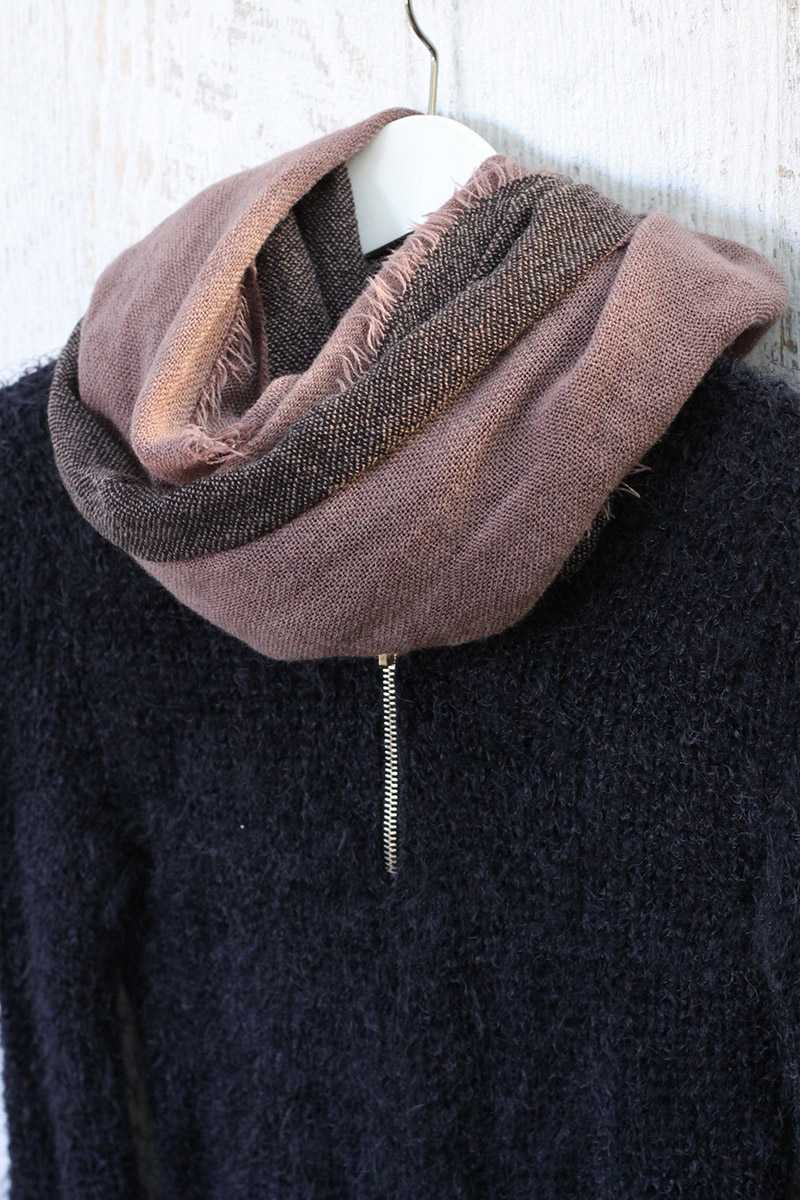 Halle Raw Edge Long Scarf Brown