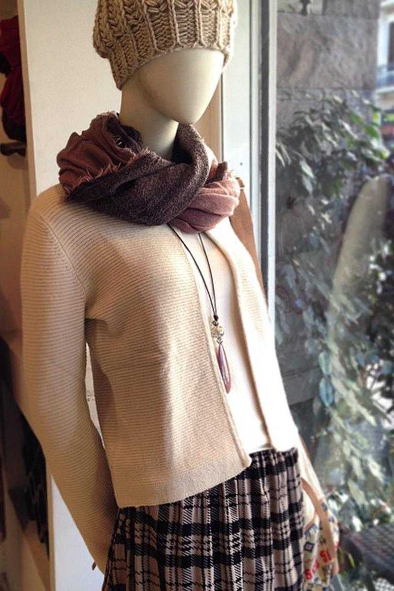 Chanel Style Textured Cardi Beige - Talis Collection