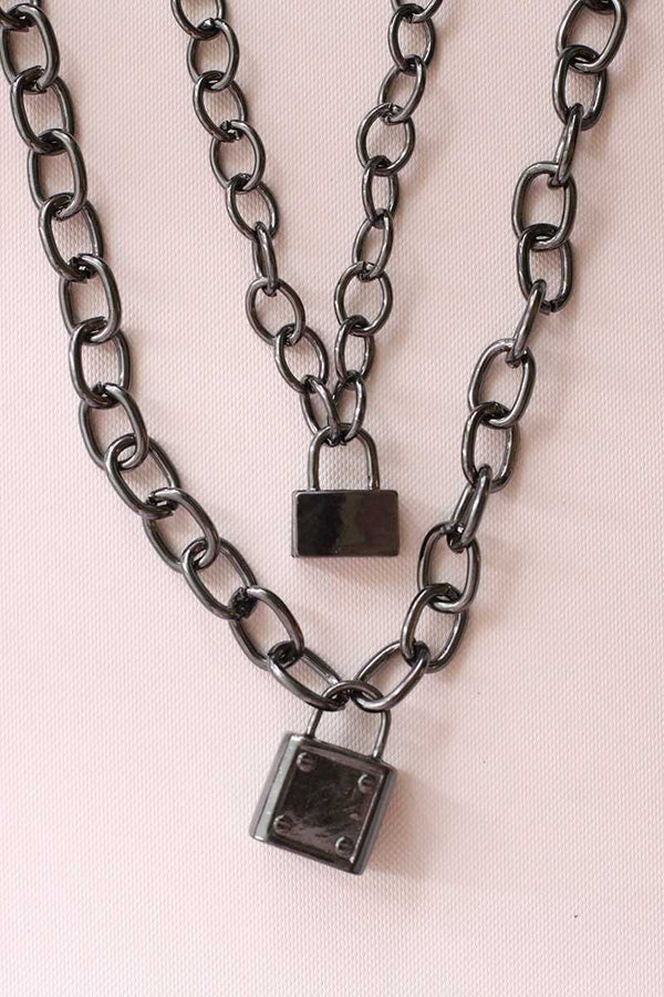 Double Chain Necklace With Locks - Talis Collection
