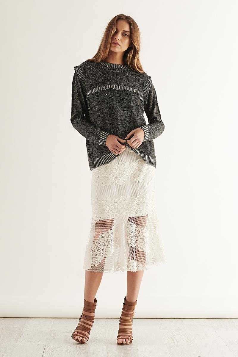 May the Label Let It Be Lace Midi Skirt