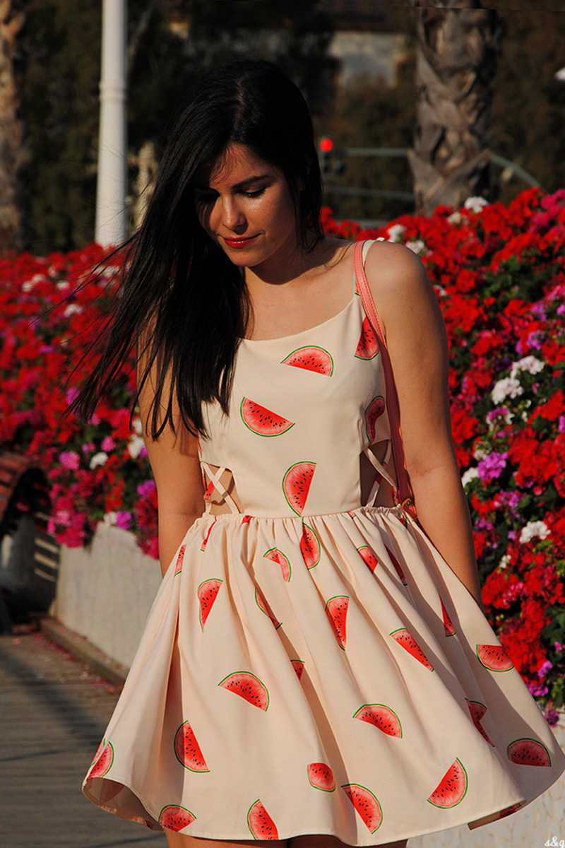 Pepaloves Cream Watermelon Skater Dress