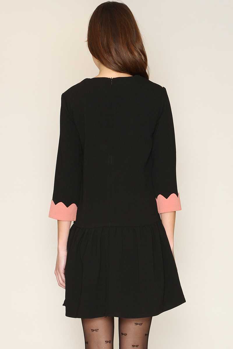 Pepaloves Irene Contrast Detail Dress Black