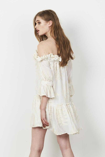 mini sleeve dress Shona Joy - La Lune Long Sleeve Backless Mini Dress - Cream