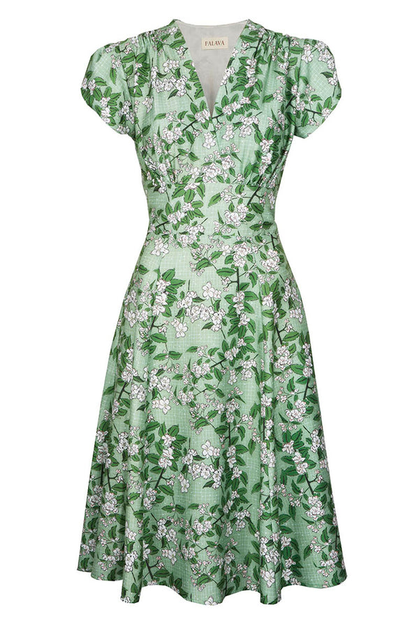 Palava Rita Dress Green Apple Blossom Tencel