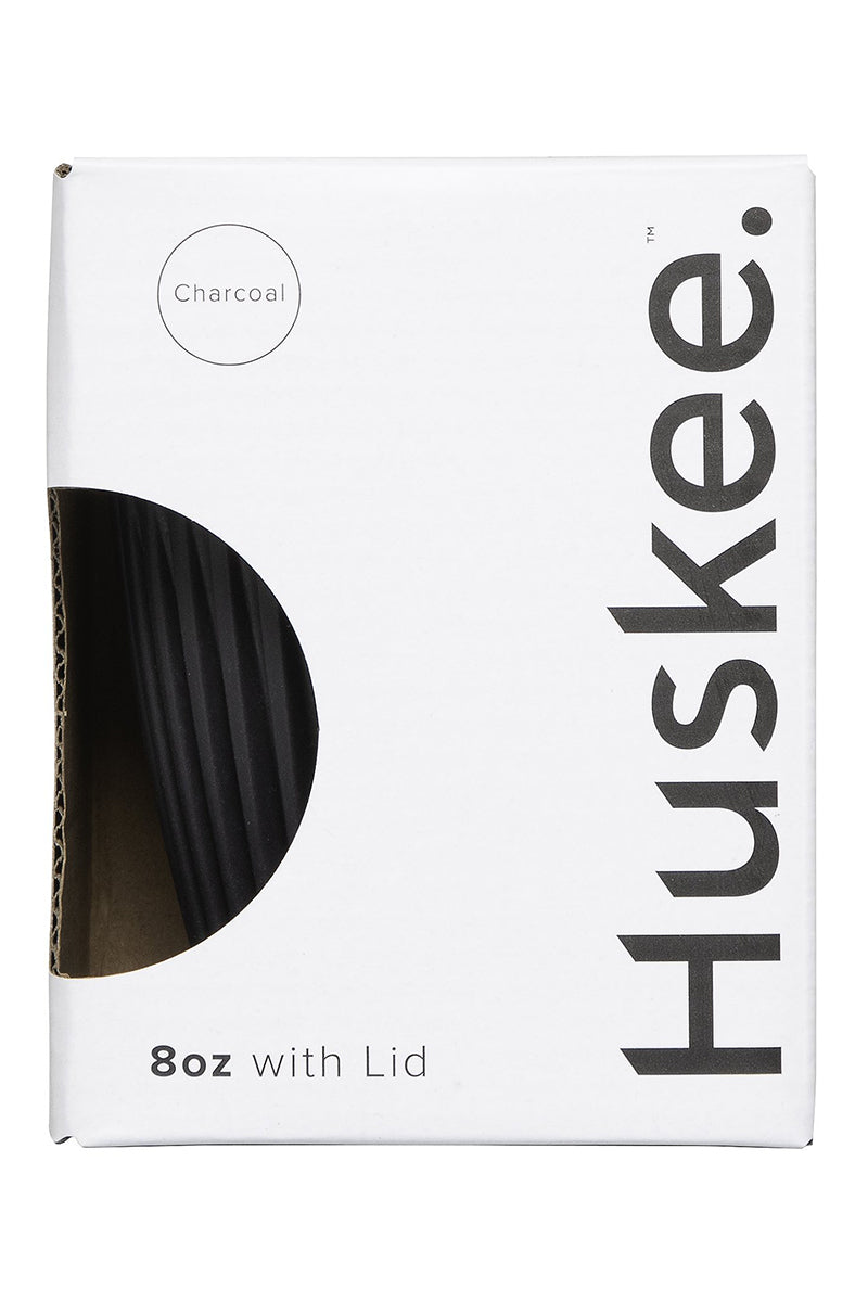 Huskee Reusable Coffee Cup with Lid Charcoal 8oz 236ml