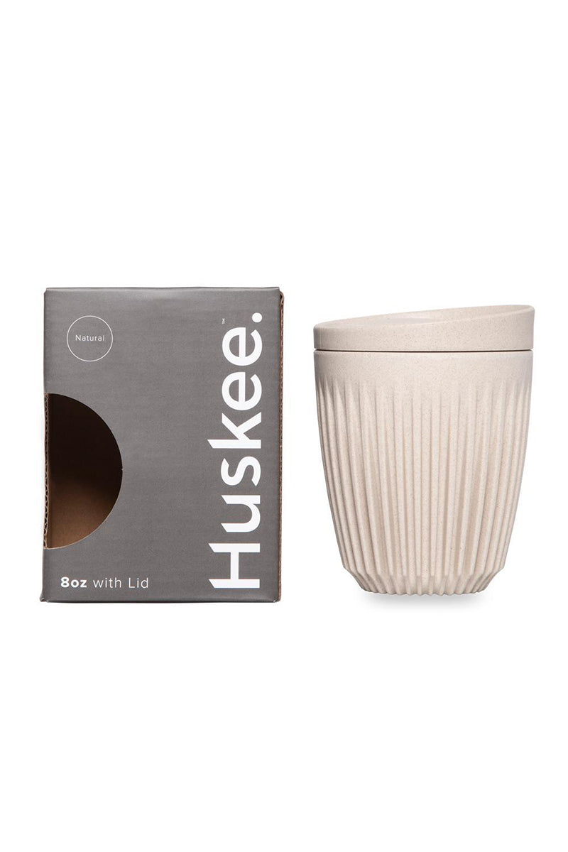 Huskee Reusable Coffee Cup with Lid Natural 8oz 236ml