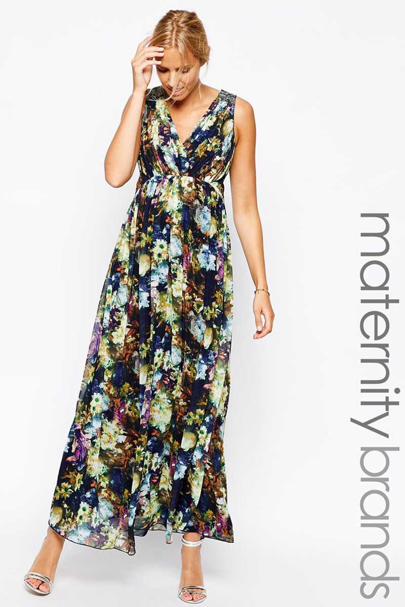 little mistress floral maxi dress Little Mistress flutter sleeve maxi dress in ditsy floral