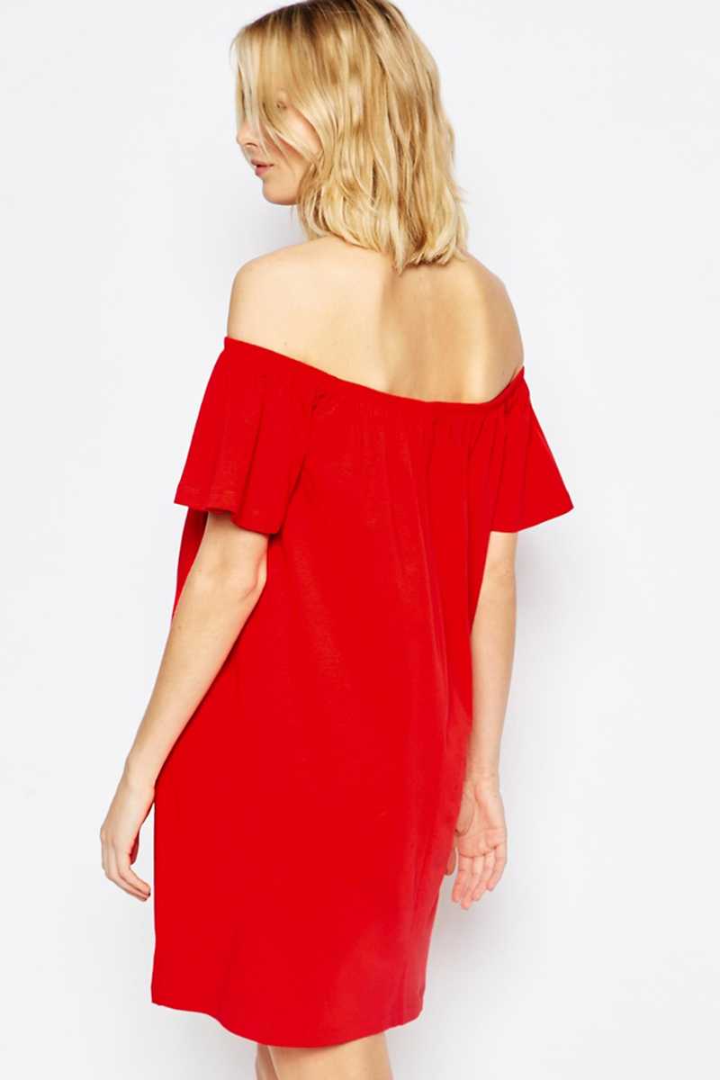 ASOS Maternity Off Shoulder Mini Dress Red - Talis Collection
