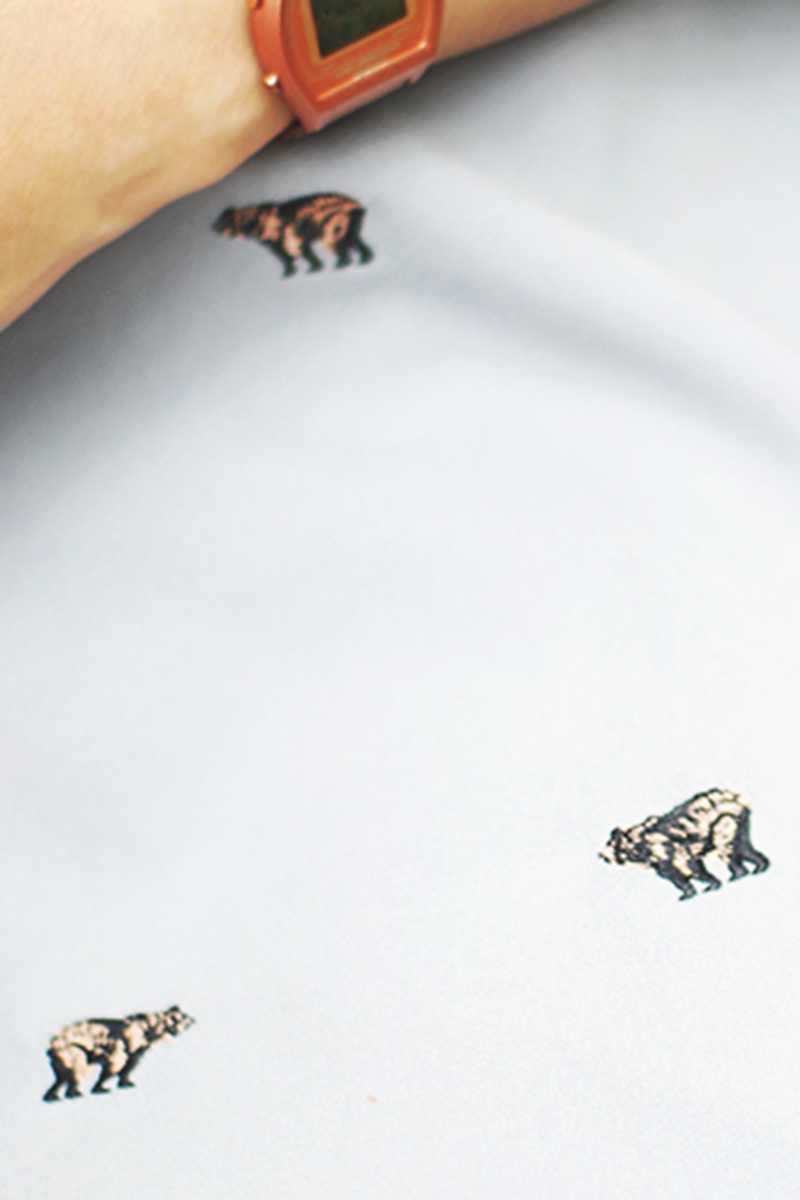 Book of Deer Grizzly Bear Embroidered Skater Skirt - Talis Collection