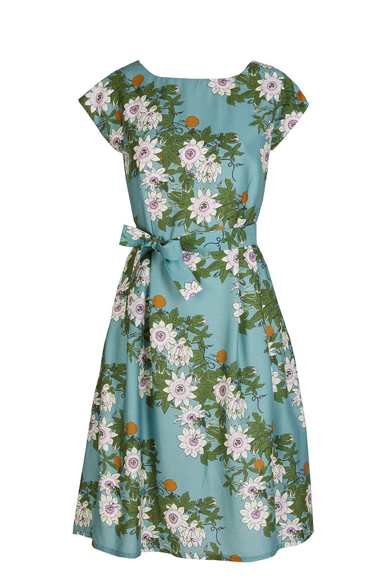 Palava Beatrice Dress Cap Sleeves Passionflower Teal