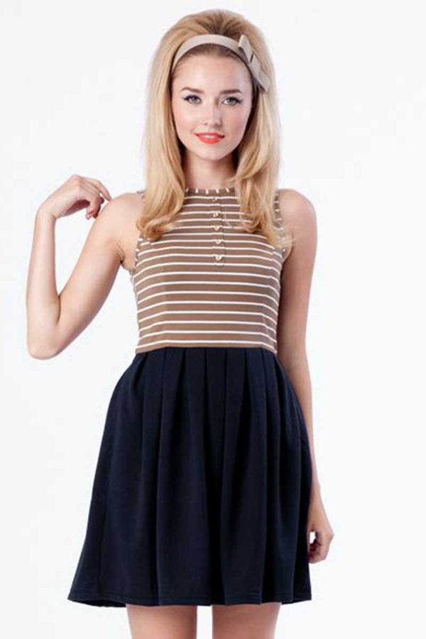 Dear Creatures Jane Striped Top Skater Dress XS - Talis Collection