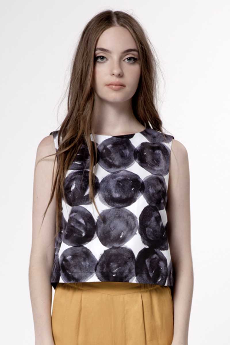 Dear Creatures Cara Cropped Blouse Stacked Dots - Talis Collection