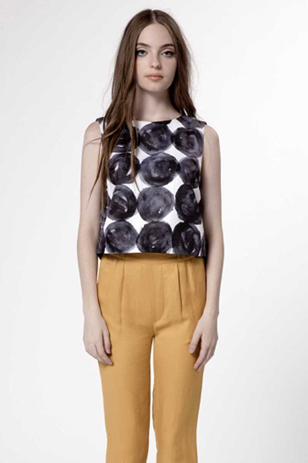 Dear Creatures Cara Cropped Blouse Stacked Dots - Talis Collection