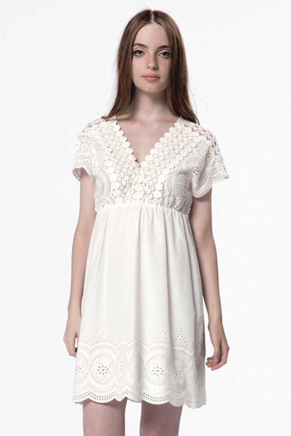 Dear Creatures Eyelet Embroidered Lucia Dress White - Talis Collection