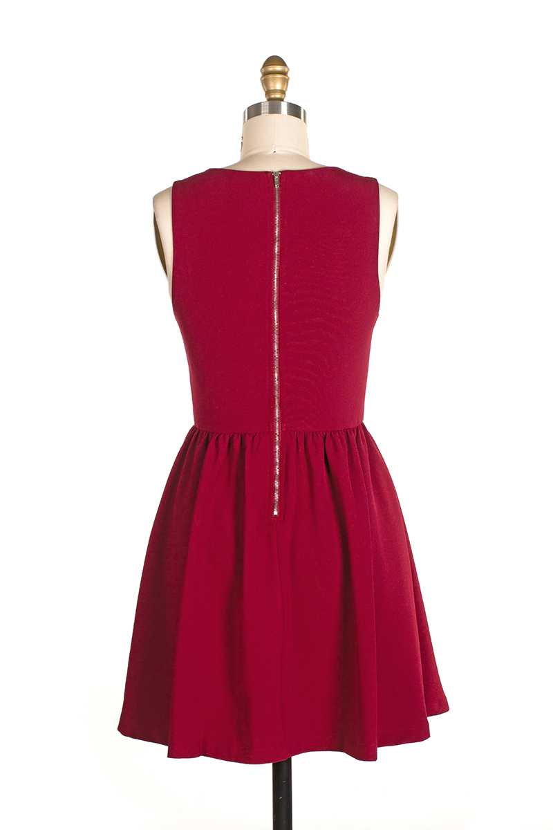 Everly Alena Embroidery Skater Dress Red - Talis Collection