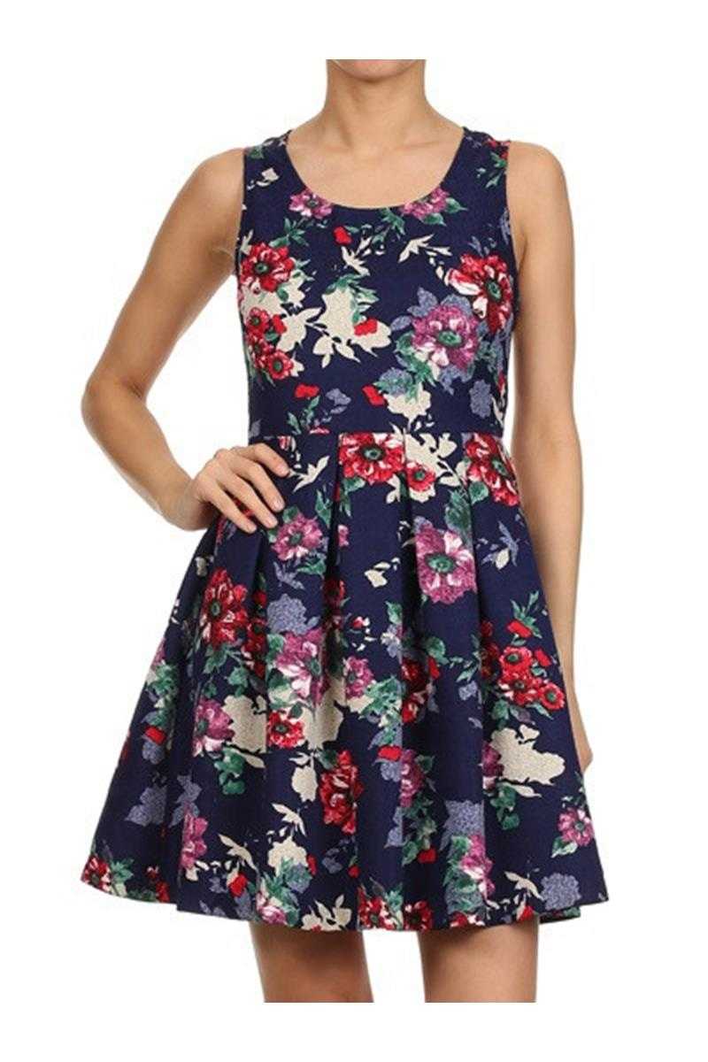 Everly Floral Print Skater Dress - Talis Collection