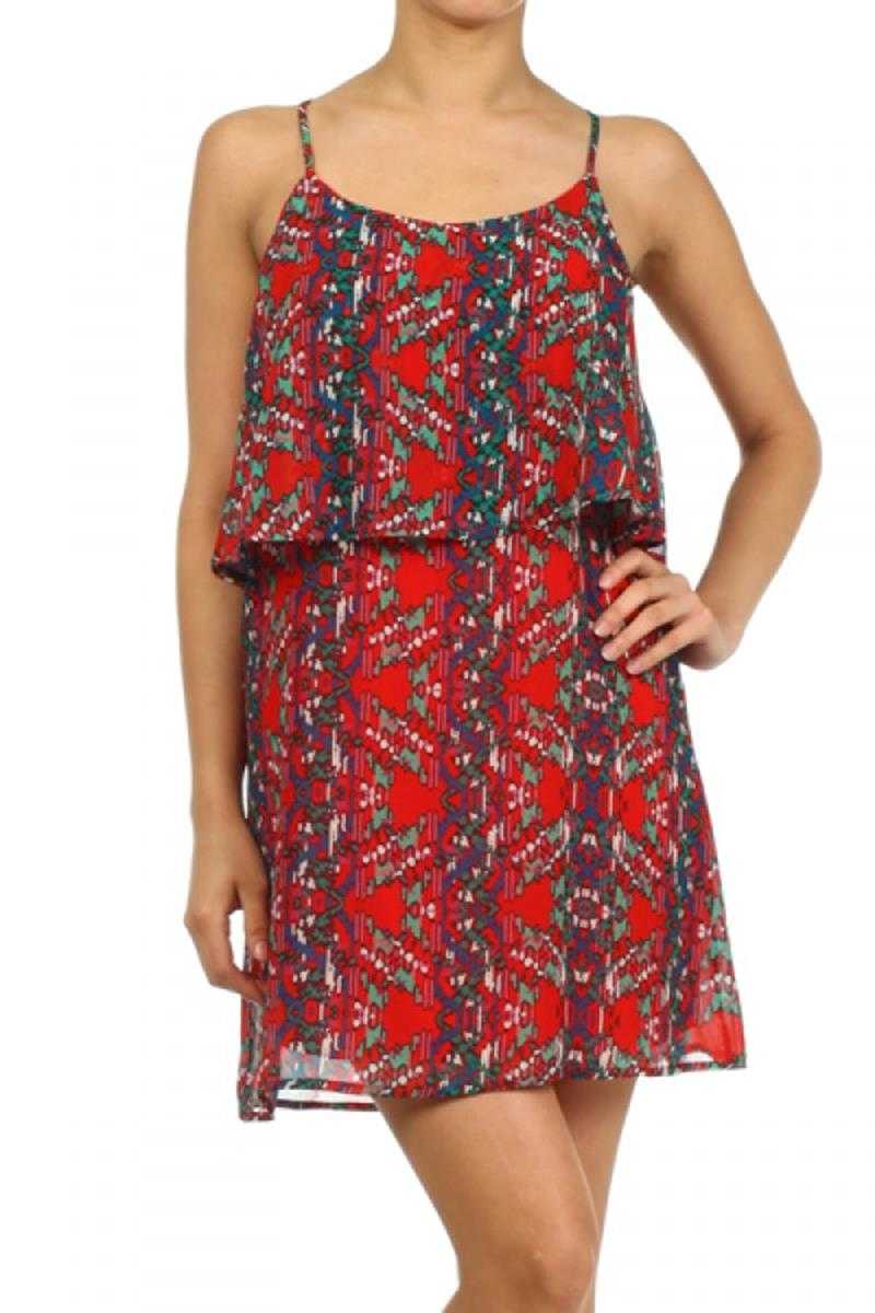 Everly Cross Back Tiered Print Dress - Talis Collection