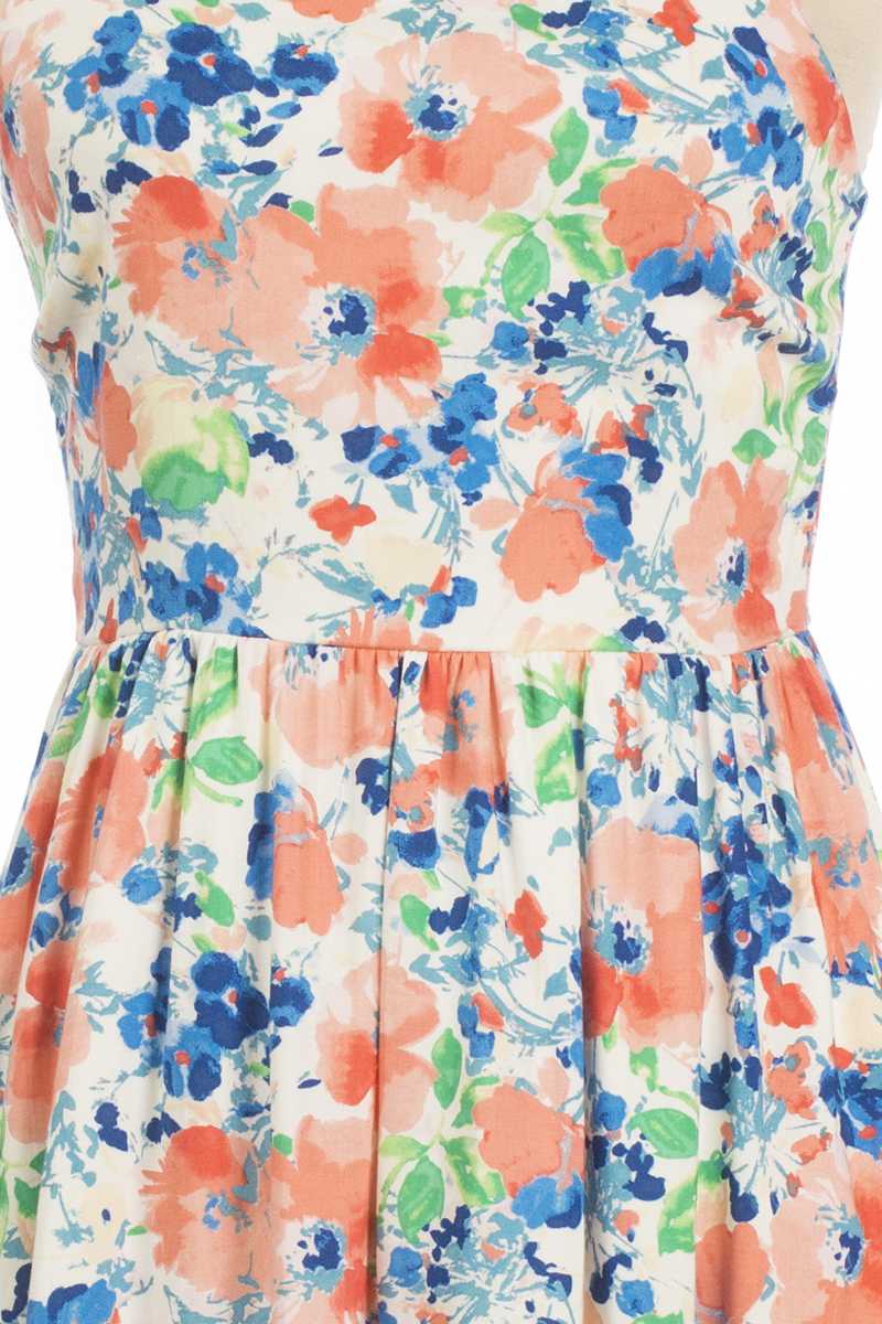 Everly Blanca Floral Print Skater Dress Blue - Talis Collection