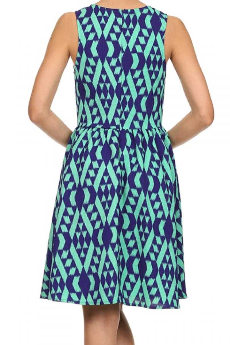 Everly Geo Print A-line Dress - Talis Collection