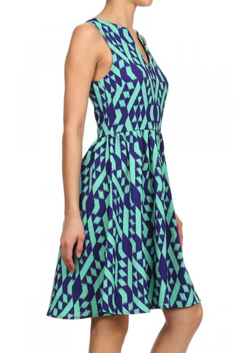 Everly Geo Print A-line Dress - Talis Collection