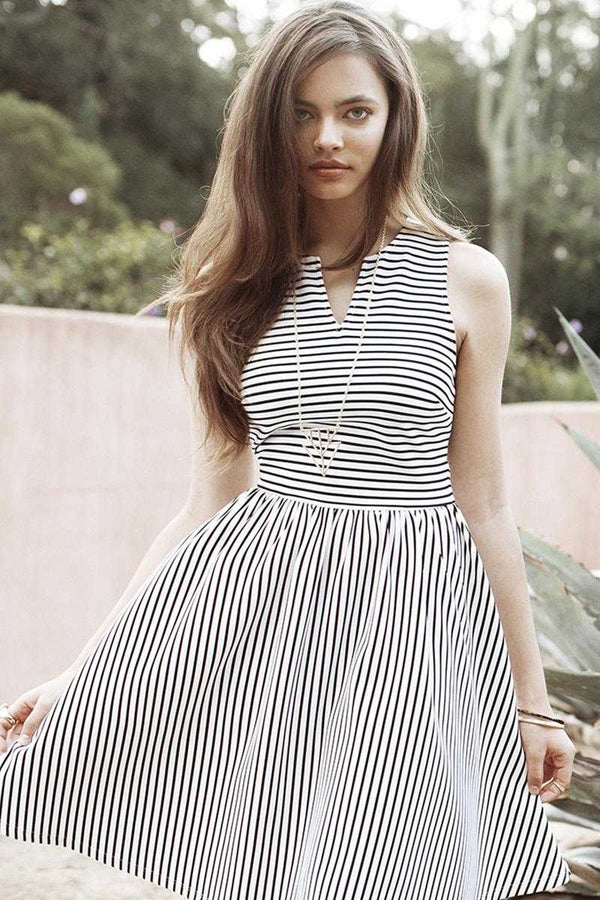 Everly Sleeveless Striped Skater Dress