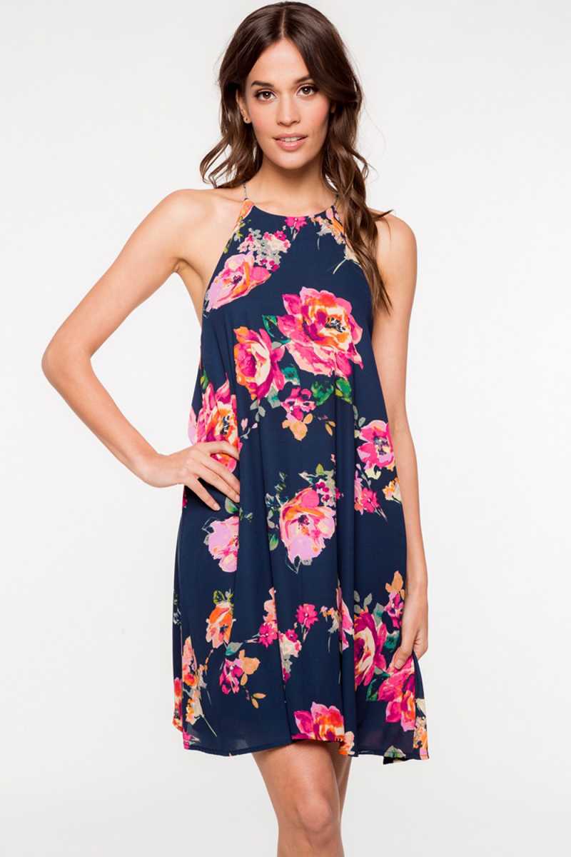 Everly Floral Print Halter Shift Dress - Talis Collection Everly Floral Print Halter Shift Dress - Talis Collection
