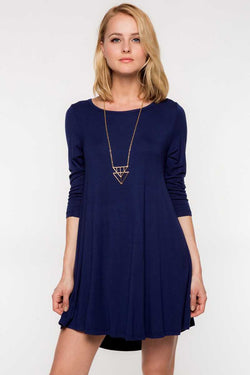 Everly 3/4 Sleeve Hi Lo Jersey Shift Dress - Talis Collection