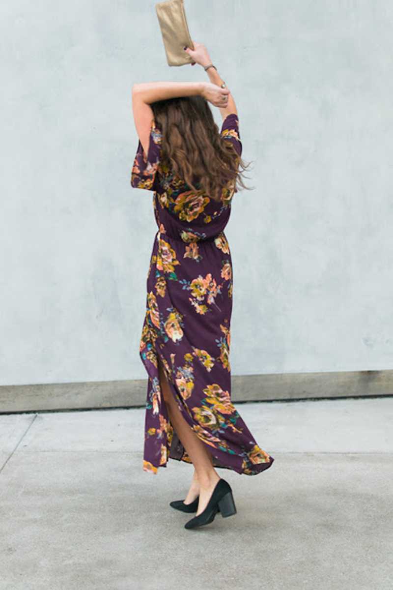everly floral maxi dress Everly Button Down Collared Maxi with Waist Tie & Pockets