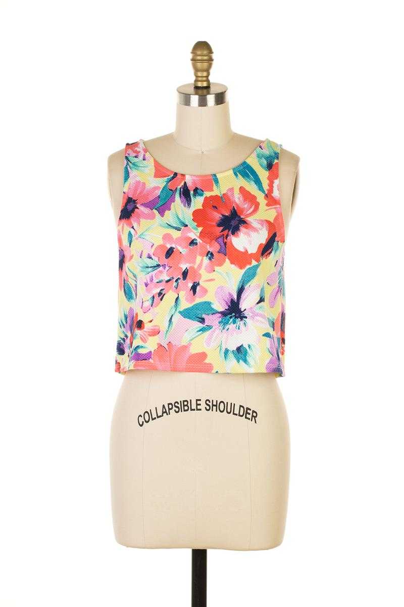 Everly Floral Print Crop Top - Talis Collection