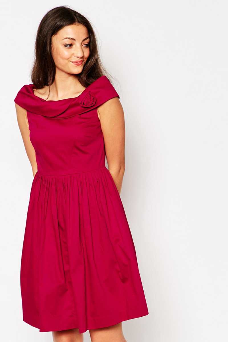 Emily and Fin Norma Dress Red Cotton Satin - Talis Collection