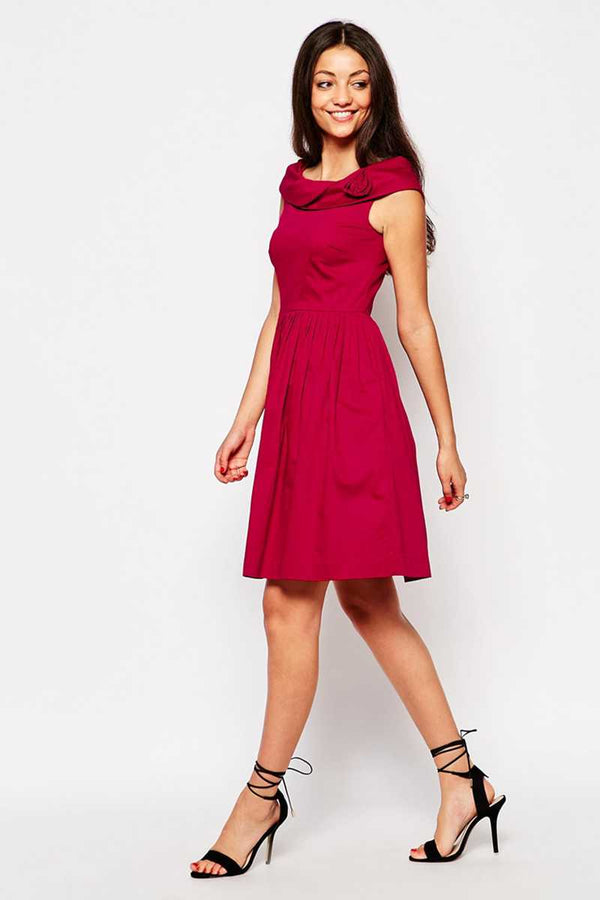Emily and Fin Norma Dress Red Cotton Satin - Talis Collection