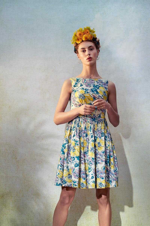 Emily and Fin Yellow Sketchy Floral Abigail Dress - Talis Collection