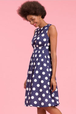 Emily and Fin Navy with Giant White Polka Lucy Dress Long