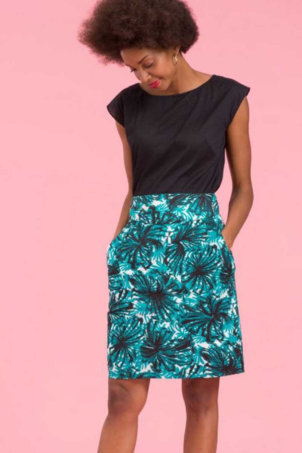 Emily and Fin Robyn Skirt Green Abstract Palm - Talis Collection