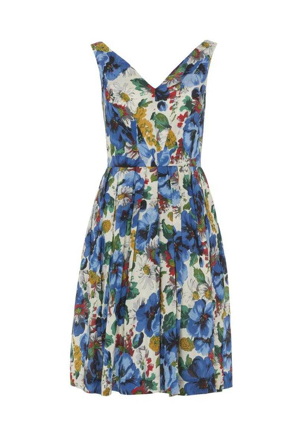 Emily and Fin Emma Dress Blue Blossoming Poppies Size XS - Talis Collection