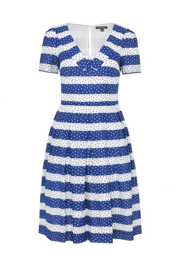 Emily and Fin Matilda Dress Navy Spots and Stripe Size XS - Talis Collection