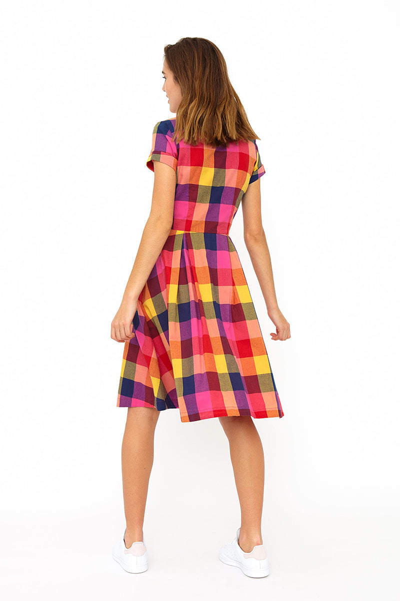 Emily and Fin Kate Dress Sunset Plaid - Talis Collection