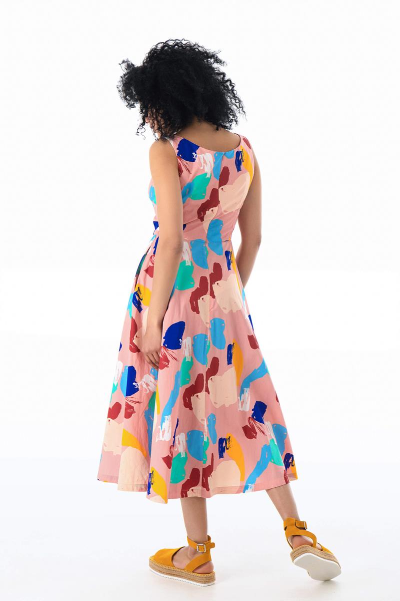 Emily and Fin Margot Midi Dress Brushstroke Abstract - Talis Collection