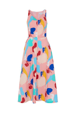 Emily and Fin Margot Midi Dress Brushstroke Abstract - Talis Collection
