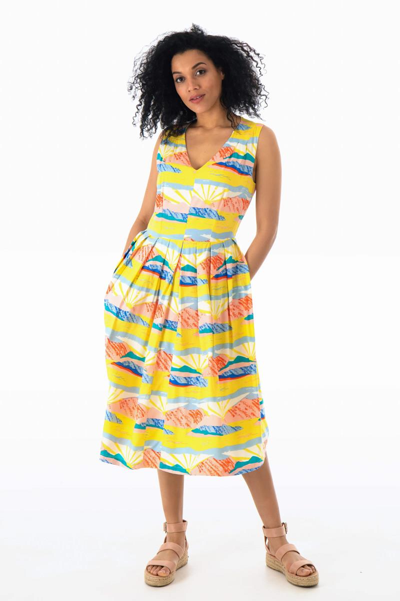 Emily and Fin Josie V Neck Midi Dress Paintbox Valley - Talis Collection