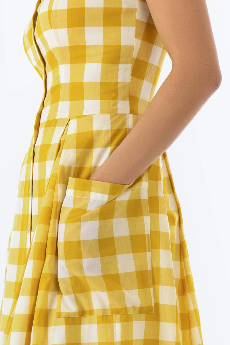 Emily and Fin Layla Sun Dress Yellow Plaid - Talis Collection