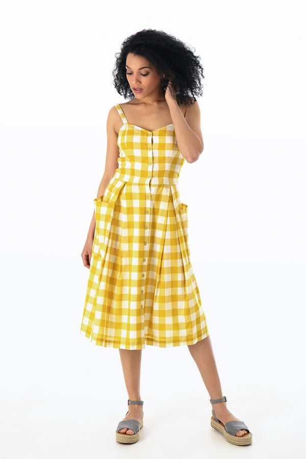 Emily and Fin Layla Sun Dress Yellow Plaid - Talis Collection