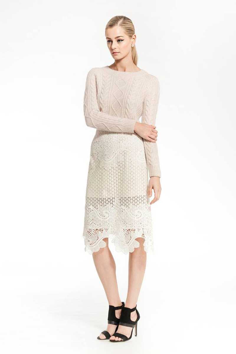 Elliatt Musing Lace Cut Out Midi Skirt - Talis Collection