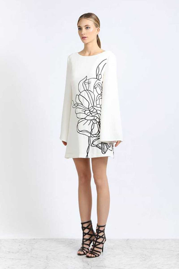 Elliatt Floral Abstract Bell Sleeve Swing Dress - Talis Collection