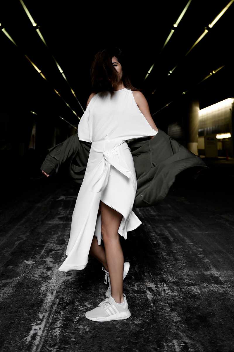 Elliatt Captivate Cold Shoulder Dress White - Talis Collection