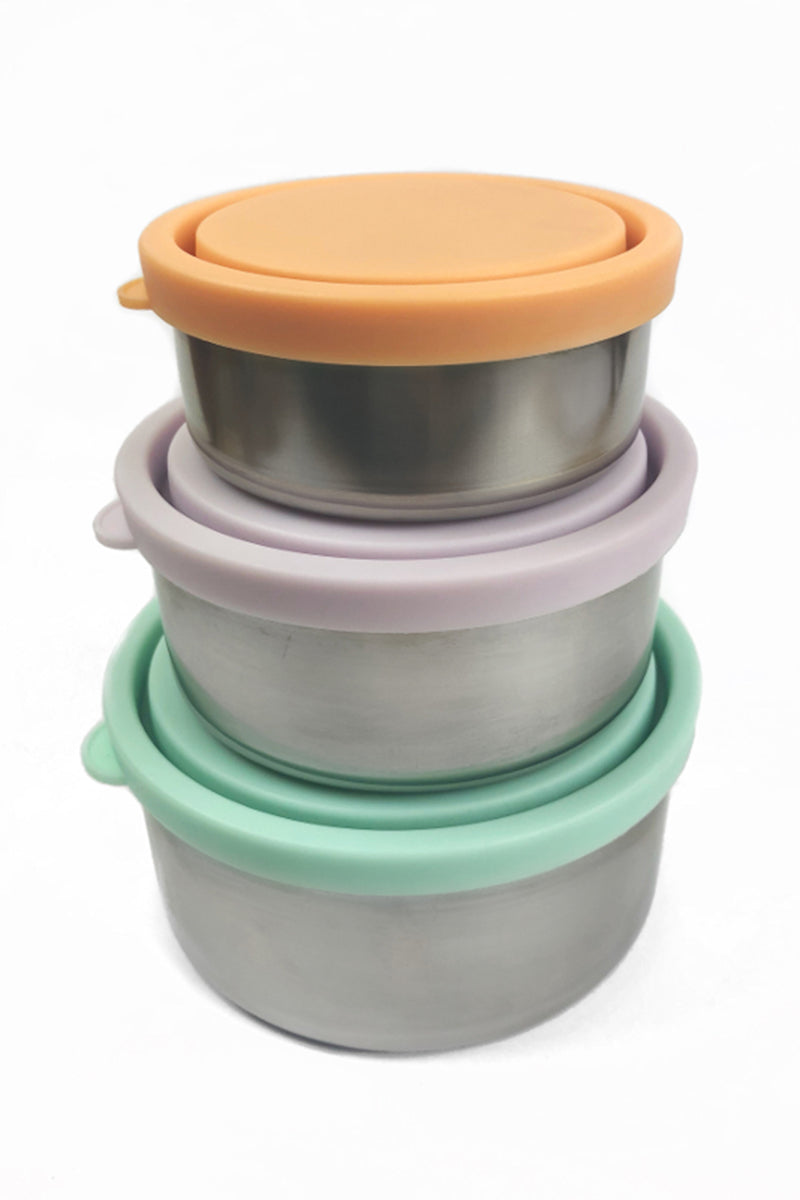 Ever Eco Stainless Steel Round Nesting Containers Pastels 3 Piece Set - Talis Collection